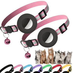 2PCS Cat Collar Reflective Kitten Collar with Bell, Breakaway Airtag Cat Collar for Boys Girls Cats, Safety Buckle for Girl Boy Cats,Pet Supplies,Accessories,Gifts(No AirTag included)