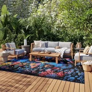 Nourison Color Splash Ocean Indoor/Outdoor Flatweave Rug