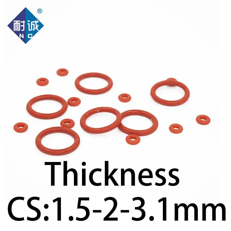 VMQ O-ring Thickness 1.5/2/3.1mm CS Silicone Red Sealing Temperature Resistant Gasket Rubber Ring Complete in Specifications