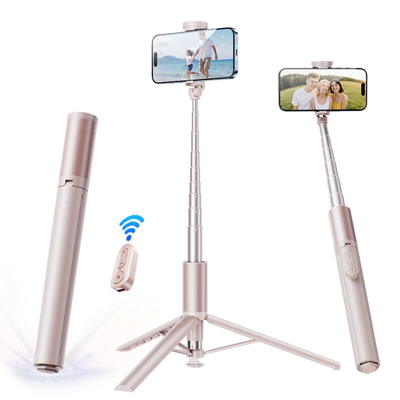 68inch Portable Selfie Stick Tripod,  Automatic Unfolding Design, One Click Open Tripod, 1.75m extendable selfie stick,  with bluetooth remote control for iPhone & Android