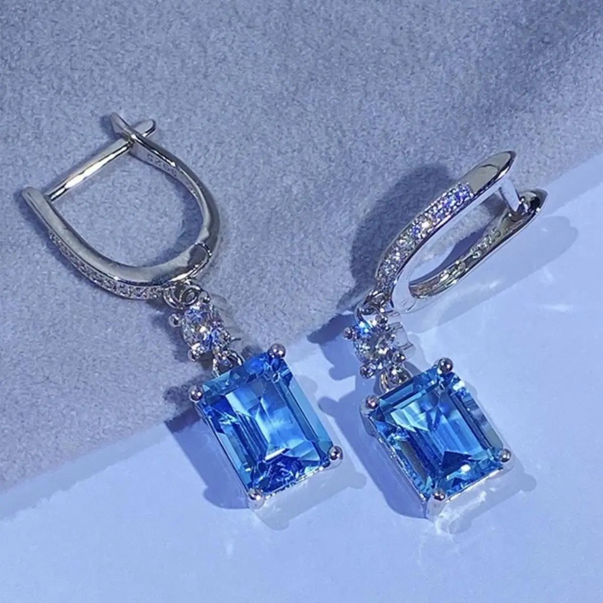 K18 GOLD plated SV925 genuine natural Topaz 4CT earrings XH002