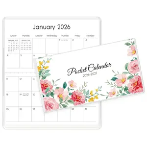 Pocket Calendar 2026-2027 for Purse, 2026-2027 Pocket Planner 24 Months with Soft  Cover and  Paper, 6.5" x 3.5", Floral