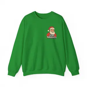 Stay Naughty Holiday Crewneck | Christmas Santa Sweater Womenswear Embroidered