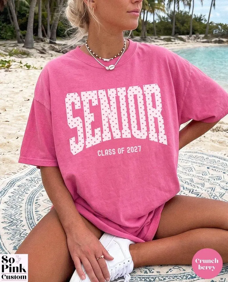 Comfort Colors Polka Dot Senior Shirt, retro Class of 2027 Shirt, trendy High School Senior 27 T-Shirt, Senior Class Shirts, Senior Gift Tee
