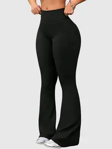Women's High-Waisted Plain Bell Bottom Sport Yoga Pants, High Waist Leggings, Ideal for Outdoor Activities, Gym, Daily Wear, All Seasons