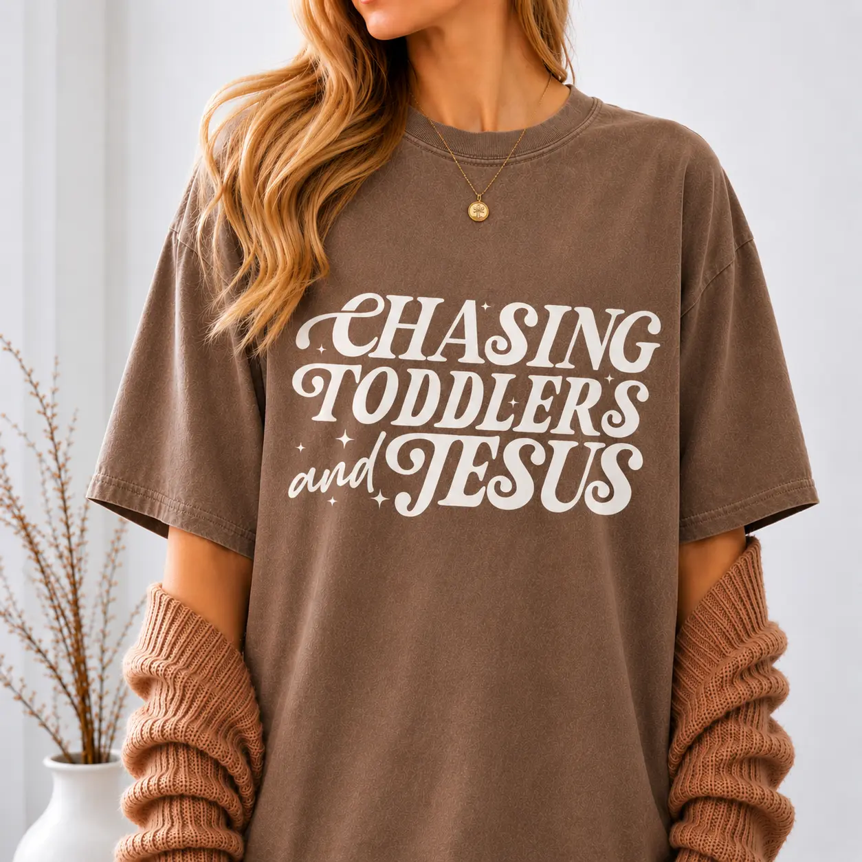 Comfort Colors Chasing Jesus and Toddlers TShirt, Christian MomT-Shirt , Kingdom Motherhood Tee, Faith-Based Aesthetic Design for TShirts - Ahri Clothing