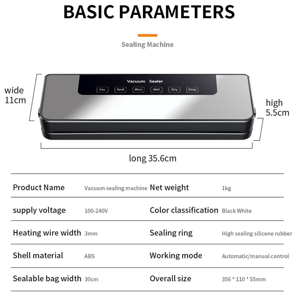 Vacuum Sealer Machine Automatic 65kPa, Food Sealer with 30cm Seal Width, External Hose and 30 Vacuum Bags for Dry & Wet Food Vacuum Sealer Machine Automatic 65kPa, Food Sealer with 30cm Seal Width, External Hose and 30 Vacuum Bags for Dry & Wet Food