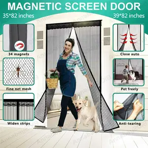 Magnetic Screen Door - Heavy Duty Hands-Free Mesh Curtain for Mosquito & Bug Protection - Fits Doors up to 39"x82" rugs beautiful carpet bedroom indoor