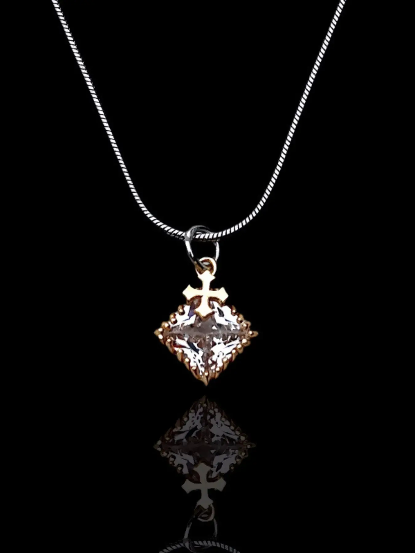 American Style Zircon Cross Pendant Necklace, Trendy Unisex Chain, Simple Unique Couple Locket, Versatile Fashion Jewelry