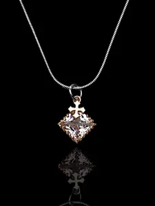 American Style Zircon Cross Pendant Necklace, Trendy Unisex Chain, Simple Unique Couple Locket, Versatile Fashion Jewelry