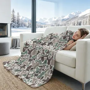 Camouflage Deer Cooling Blanket, Arc-Chill Icy Touch for Hot Sleepers, Lightweight Breathable Summer Cover, Multi-Purpose Sofa Bed Cover, Hunting Camo Print for Bed Couch Camping, Perfect Summer Gift