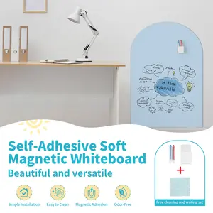 Flexible Magnetic Whiteboard Roll, Portable Wipeable Board, Easy-To-Tear Adhesive, Anti-Fouling Surface, Ideal for Kids' Drawing & Weekly Plans, Includes Storage Box