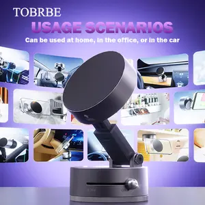 TOBRBE Vacuum Sucker Magnetic Rotate Phone Car Holder, 360° Suction Manual Adsorption Mobile Smartphone Cellphone Mount Stand rotating support A3 cup
