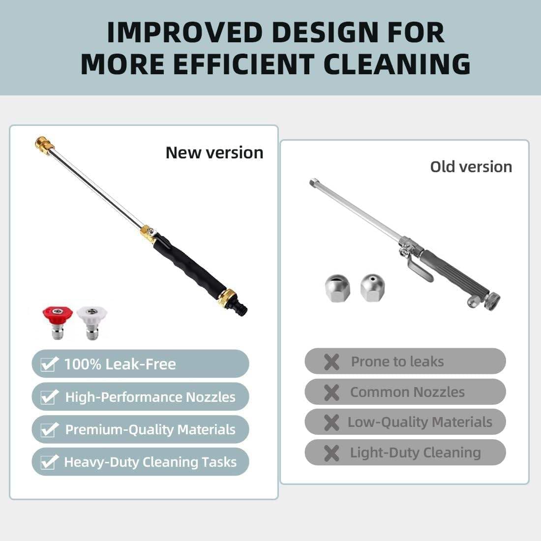 High Pressure Hose Nozzle for Garden: Metal Power Washer Wand Jet Nozzle with 2 Spray Tips Heavy Duty Brass Connector, Hose Pressure Cleaner for Car, Patio, Driveway, Deck Cleaning (black)