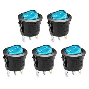 SPDT Blue LED Rocker Light Switch, 3-Pin 2-Position On/Off Toggle, 6A/125V 10A/250V Rating for Boat Electrical Equipment & Home Improvement Accessories