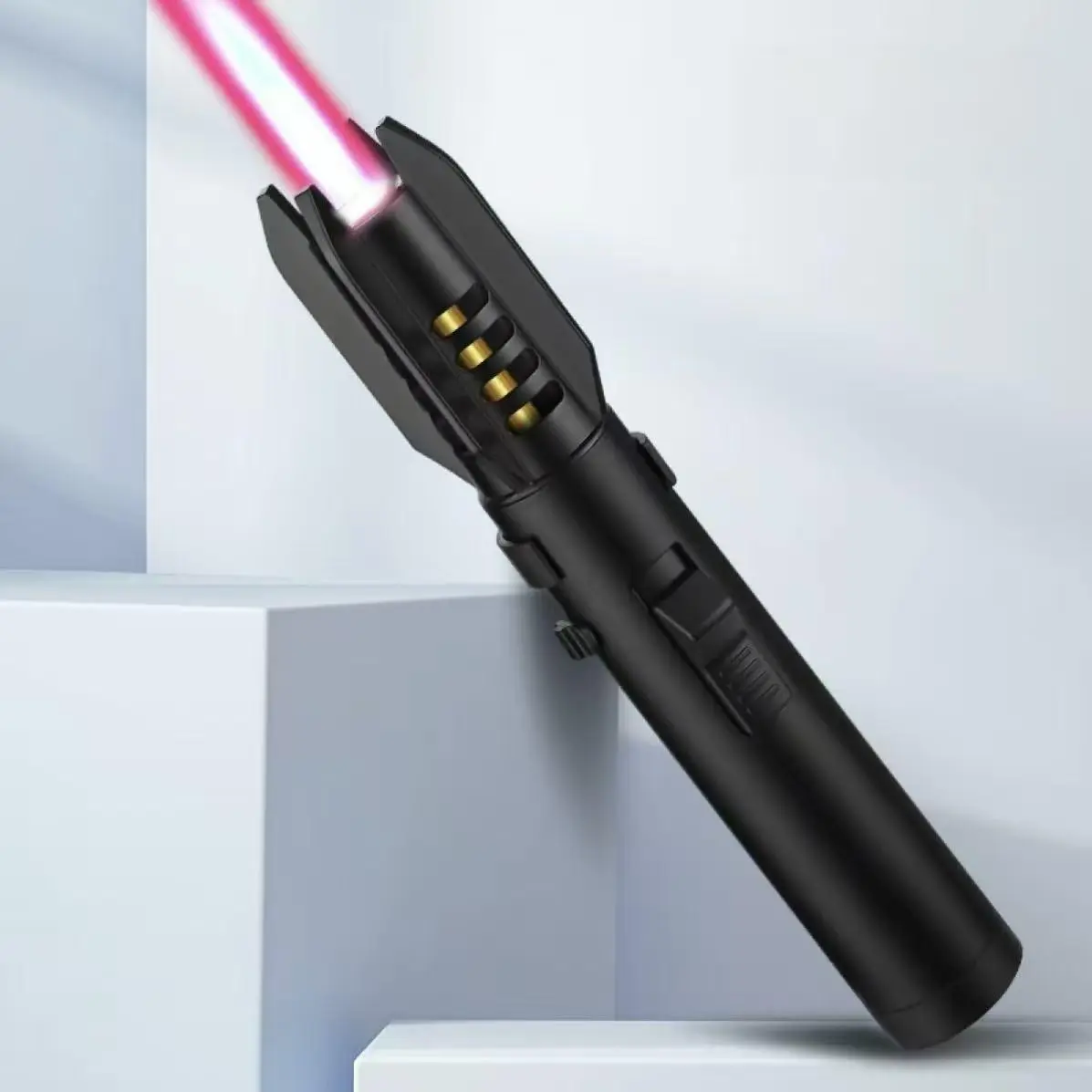 1300° High Temperature Windproof Igniter Adjustable Flame Safety Lock Design Kitchen Cooking Candle Lighter Outdoor Camping Role Play Toy Holiday Gift Without Butane
