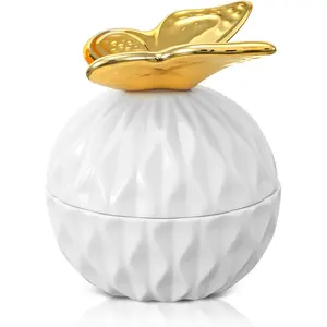 Ceramic  Box,  Decorative Trinket Box with    Organizer for Earrings Rings(Butterfly)