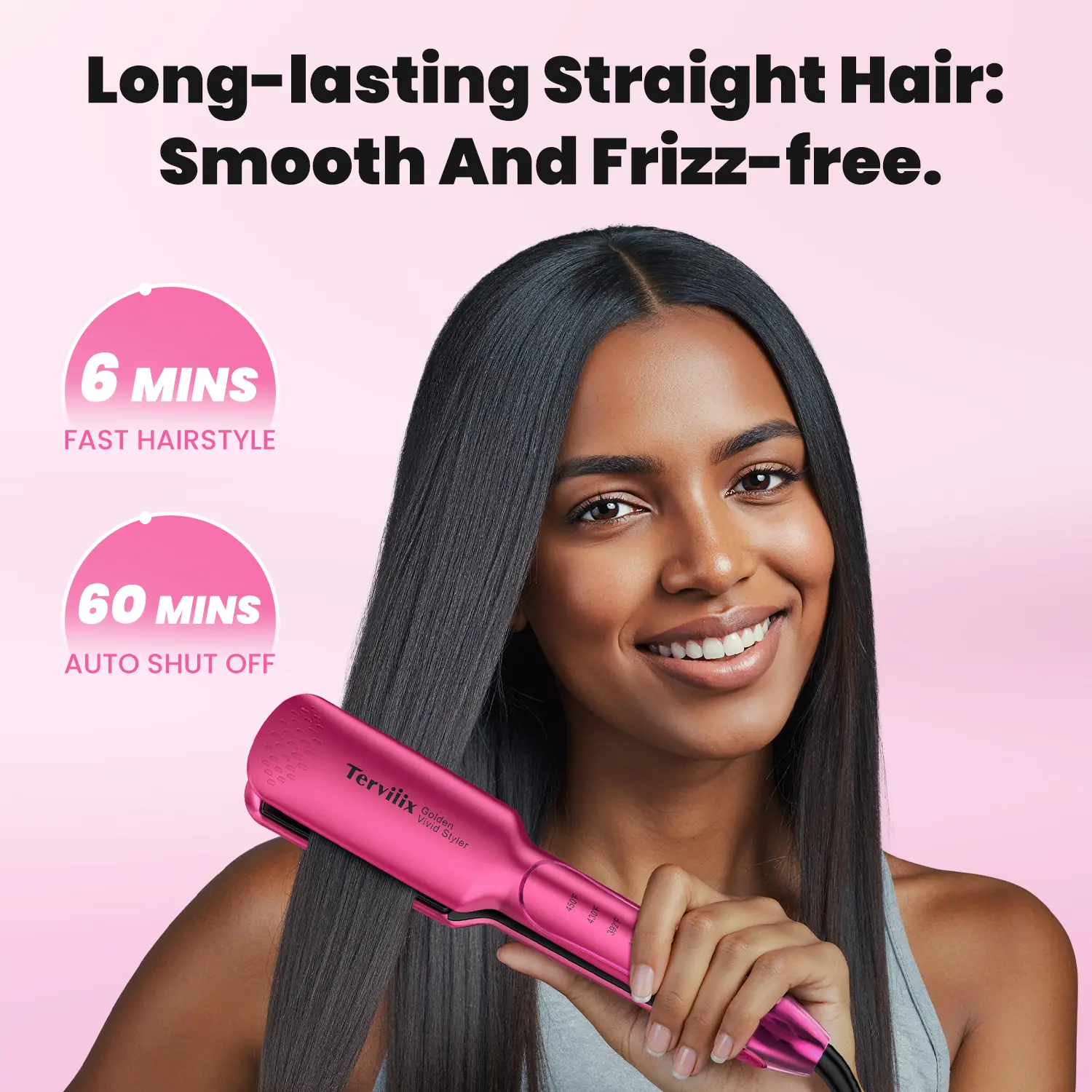 Terviiix AKT-Ceramic 1-3/4 Inch Wide Flat Iron Hair Straightener