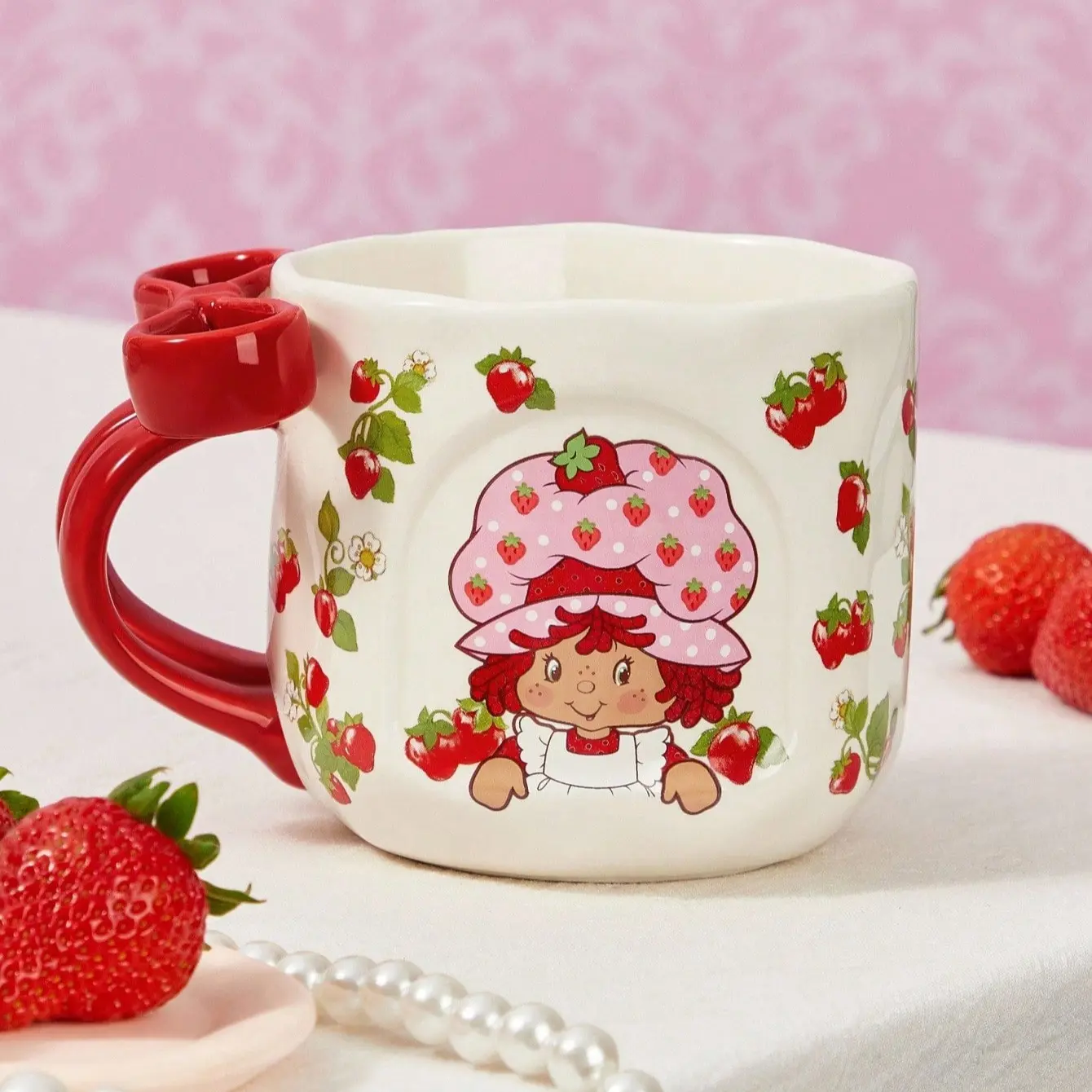Kawaii Printed Cartoon Strawberry Shortcake Ceramic Mug - 16.9oz