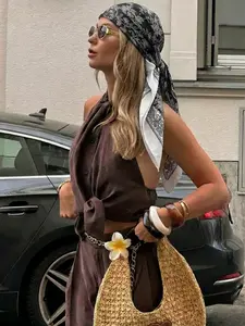 Women's Fashionable Fringe Scarf, Elegant Classic Walnut Headscarf, Paisley Print Shawl, Suitable for Daily Wear, Casual Shopping