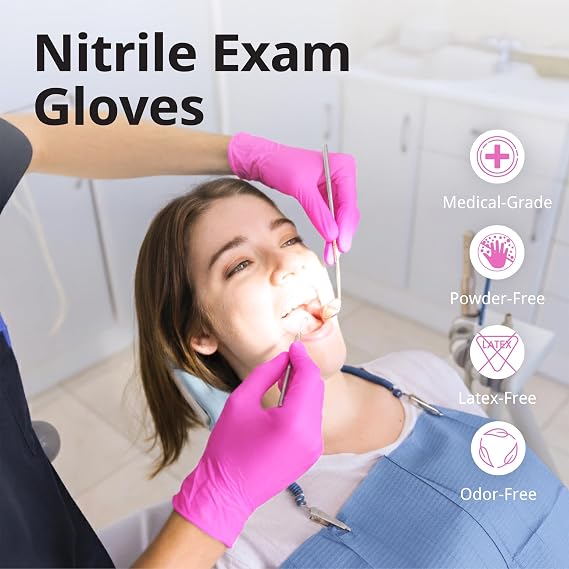 20/50 PC 9'' – Fuchsia Pink Nitrile Gloves – Disposable Latex Free & Powder Free– Chemical Resistant, Pink Rubber Gloves 20/50 PC 9'' – Fuchsia Pink Nitrile Gloves – Disposable Latex Free & Powder Free– Chemical Resistant, Pink Rubber Gloves