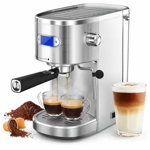 COWSAR Espresso Machine 20 Bar, Semi-Automatic Coffee Maker with Milk Frother Steam Wand, Nespresso Capsule Compatible, 45 oz Removable Water Tank for Cappuccino, Latte, Home, 1350W, Cream White