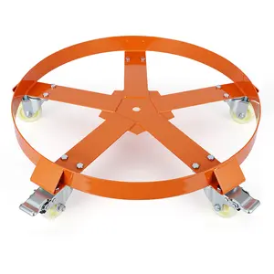 Garvee Heavy Duty 55 Gallon Drum Dolly – Non-Tipping Steel Barrel Cart with Cross Braces, Swivel Casters & Brake, Up to 2000 lbs Capacity for Safe Drum Handling in Warehouse, Garage, Workshop, Factory & Industrial Use – Durable Rolling Transport Solution