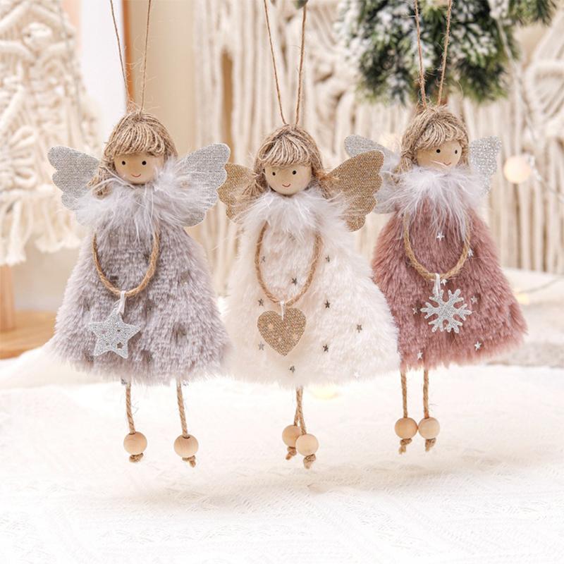 Angel Girls Christmas Decorations Pentagram Skirt Angel Pendants Cute Creative Plush Doll Xmas Tree Ornaments Fabric Art Gifts