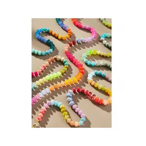Manbara Layered Stacking Graffiti OOAK 2024 Beach Boho Bohemian Colorful Bead Creative Handmade Mixed Gemstone Natural Stone Beaded Necklace for Women Jewelry Wholesale Graffiti OOAK