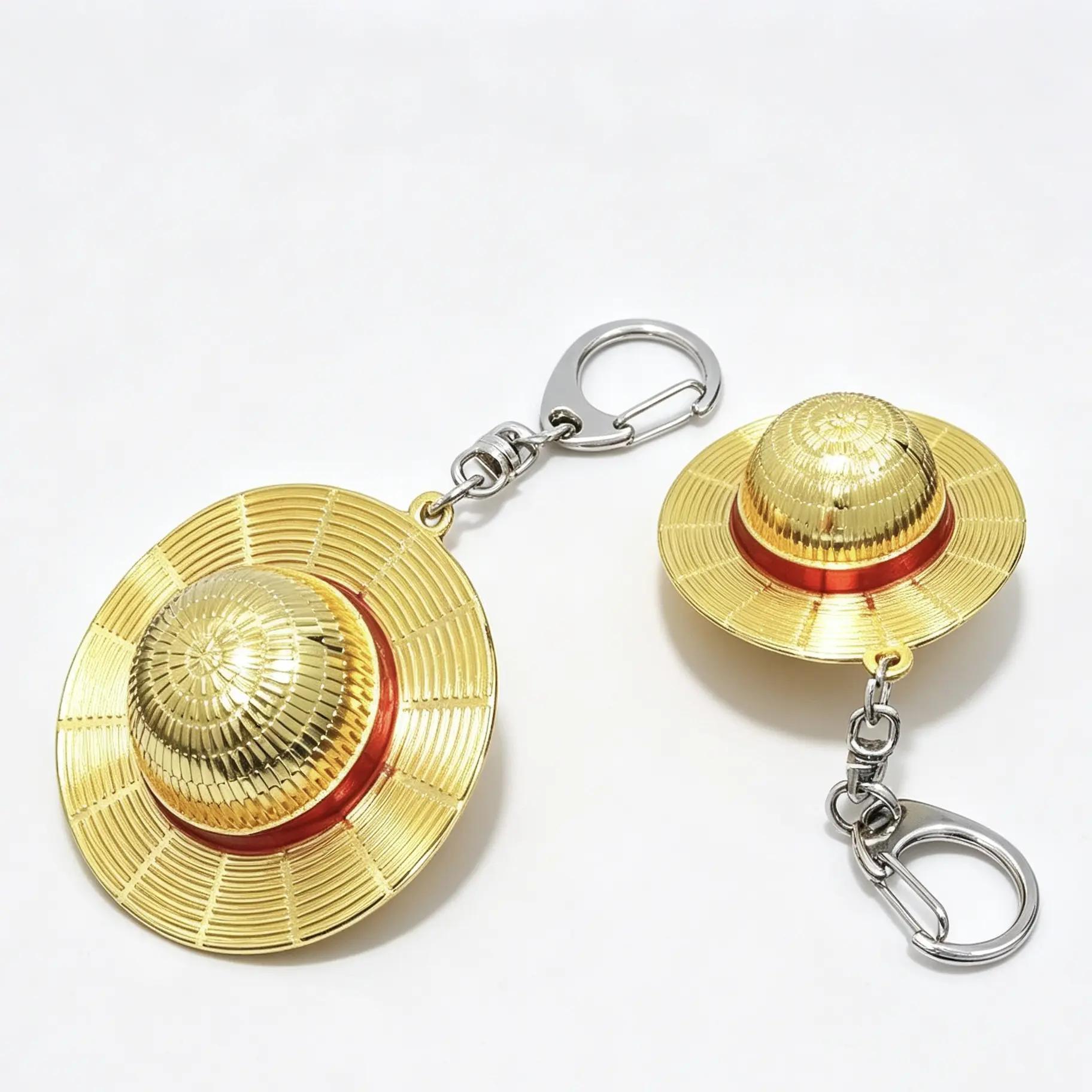 One Piece Luffy Straw Hat Metal Keychain Retro Bronze Detachable Design Portable Anime Pendant Key Ring Fashion Phone Bag Hanging Decor Fans Collection Gift