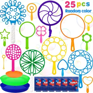 004-PP  25 PCS Big Bubble Wands Set with Tray Solution, Giant Bubbles Wands Toys for Kids Adults Summer Outdoor Activities Birthday Gifts Party Favors