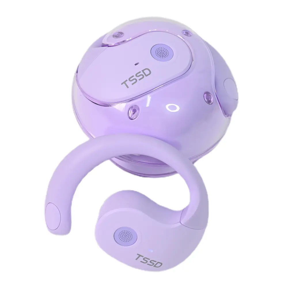 X15PRO OWS Bluetooth Headphones - 9D Stereo Sound, ENC Noise Cancelling Mic, Ear Hook Design, Wireless Earbuds for Sports & Work - Electronic Purple Audio