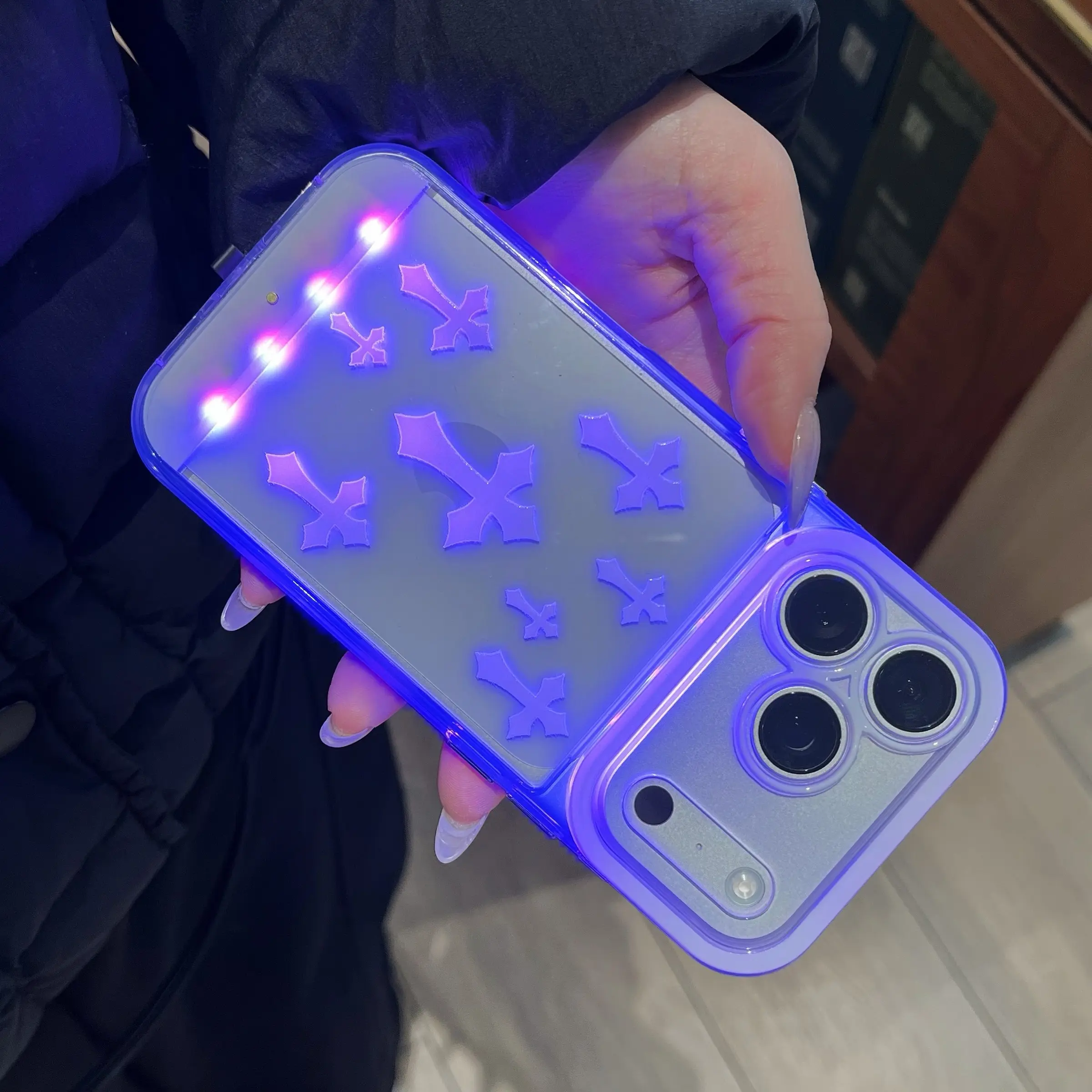 Cross Voice-Controlled LED Light Phone Case, Unique LED Calling Light Design, Couple Style, Fits iPhone 17 16 15 14 13 12 11 Pro Max - TikTok Shop Cross Voice-Controlled LED Light Phone Case, Unique LED Calling Light Design, Couple Style, Fits iPhone 17 16 15 14 13 12 11 Pro Max - TikTok Shop