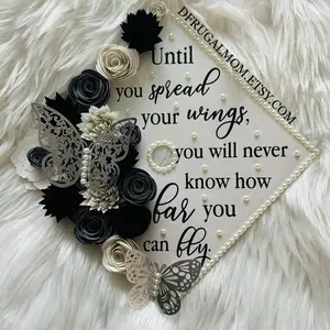 Graduation Cap Decor, Graduation Cap Topper | Cap Topper, Graduation Cap Design, Flower Graduation Cap, Grad Cap Topper, DIY Cap Topper