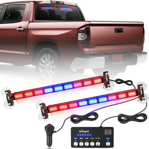 Nilight 162 LED Traffic Advisor Strobe Light Bar 2-in-1 Red Blue  Warning Hazard Lights with Controller 4 Switchable Color 36 Flash Pattern for Trucks Cars Tow Plow Construction Vehicles