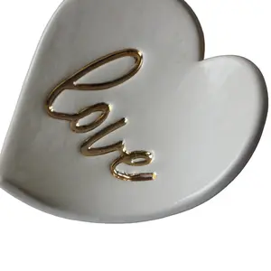 Prodigal Pottery Gold Leaf Love Ring Dish Ceramic Handmade Plates