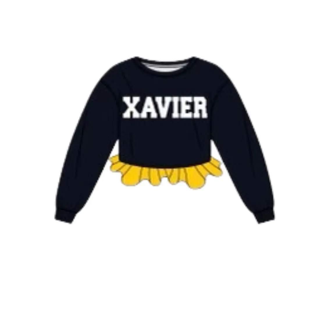 Xavier Univeristy Crochet Cropped Sweatshirt