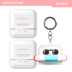 KAHI 2EA Sun Stick + Keyring (Tube) - Official Product Triple Functional Broad Spectrum Face Sunscreen Stick - Waterproof, Sweatproof & Sandproof - Ultra-Lightweight & Non-Greasy Sun Shield - Korean Skin Care 0.49 oz