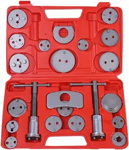 22pc Disc Brake Caliper Tool Set – Pro piston compressor kit for easy automotive brake pad replacement (Red).