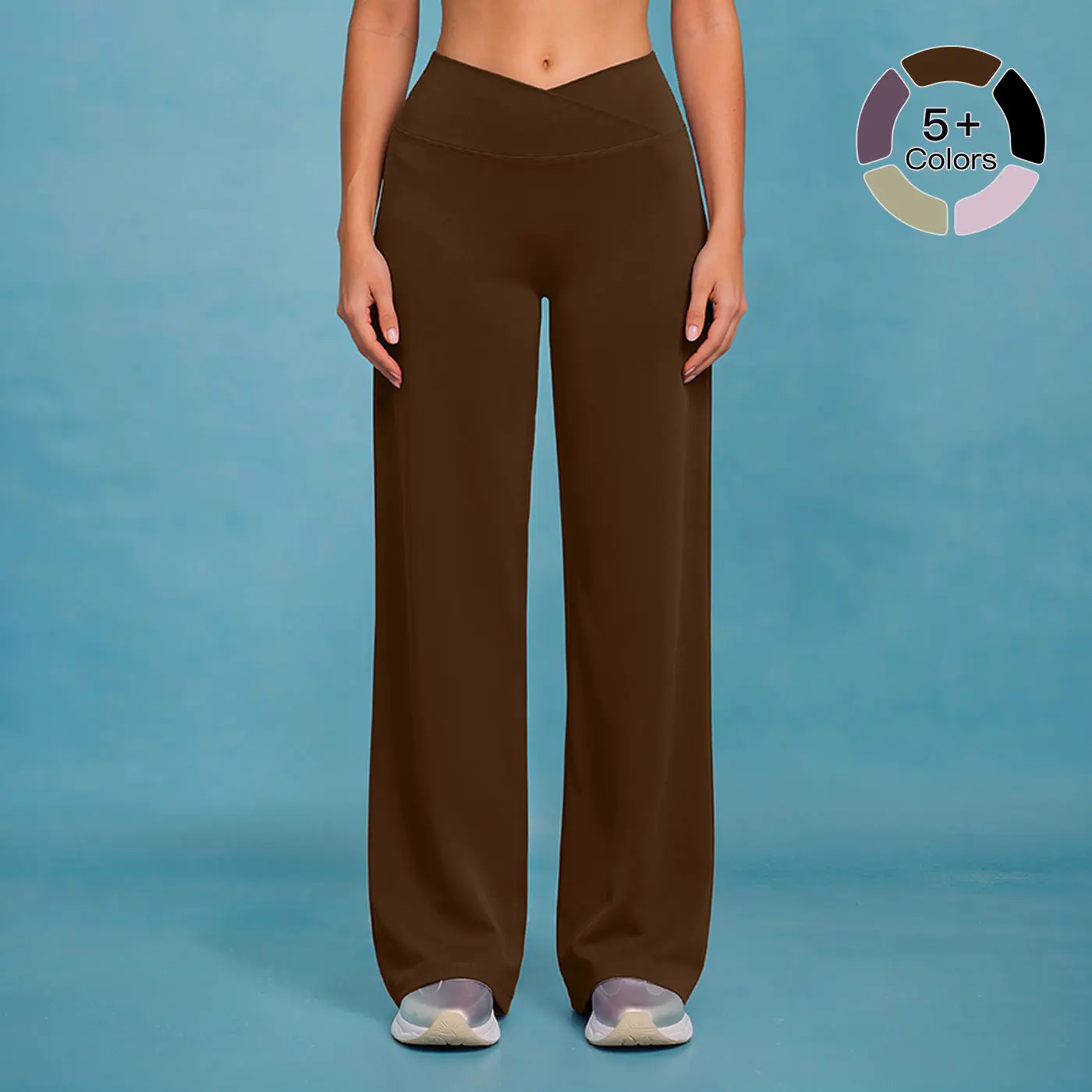 MFVIM Women's High-Waist Barely There Wide-Leg Micro Flare Spandex-Nylon Basic Bottom Pants for Ladies, Comfortable Stylish Outdoor Casual Athletic Wear