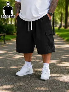 Large Size Men's Summer Casual Cargo Capri Pants, Multi-Pocket Design, Street Style, Ideal for Outdoor Activities, Beach, Camping, Vacation, Fishing
