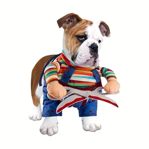 Dog Cat Costume Dress, Knife-Wielding Funny Outfit Suitable for Small to Medium Dogs Role-Playing Dress And Gown, Pet Exquisite Clothing Dressing Additions, Party Decoration, Ideal Dressing for Pet Owners