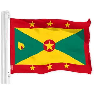 G128 Grenada Grenadian Flag | 3x5 Ft | LiteWeave Pro Series Printed 150D Polyester | Country Flag, Indoor/Outdoor, Vibrant Colors, Brass Grommets, Thicker and More Durable Than 100D 75D Polyester