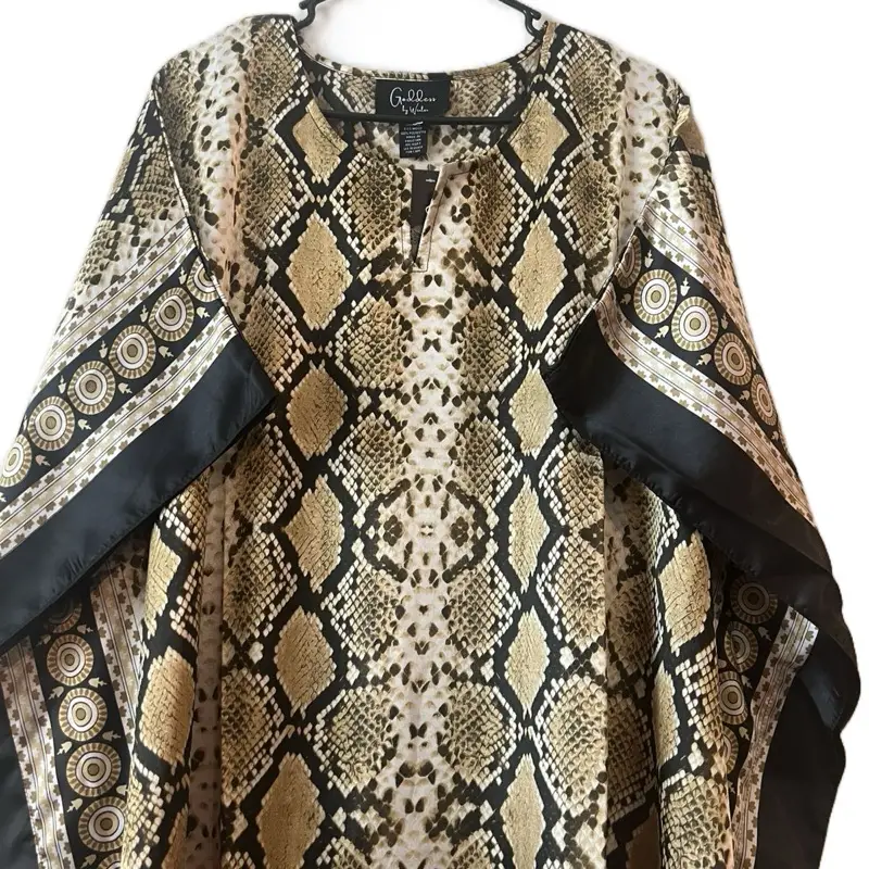 Plus Size Kaftan Dresses for Ladies - Casual Women's Wear, Brown Snake Color, Design for Home, Beach Vacation & Summer Wear