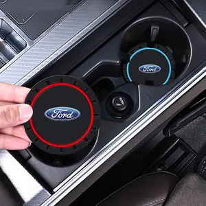 2pcs Car Coaster Water Cup Slots, Car Accessories Interior Non-Slip Pad Mat for Ford Fiesta C-Max Kuga Ranger Raptor Ka Fusion St Transit Edge, Durable & Protective