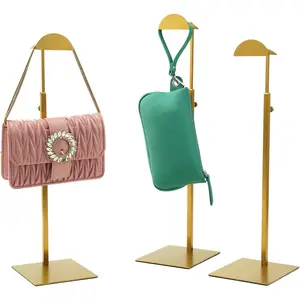 3 Pack Stainless Steel Anti-fingerprints Adjustable Height Purse Display Stand Gold Hanging Hook Holder for Home Store Boutique Counter
