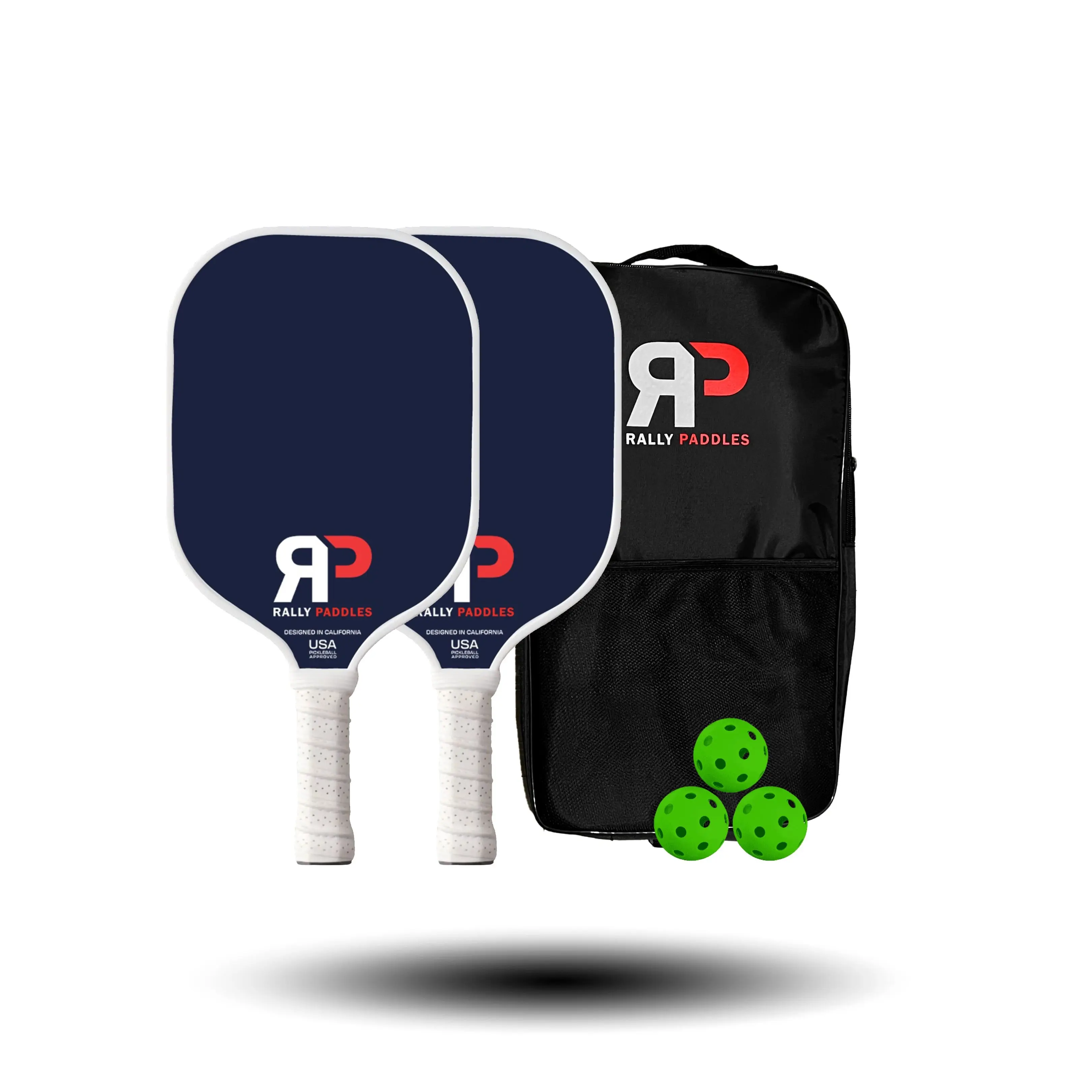 Classic Blue Pickleball Set | Featuring a Multilayer Carbon Fiber Face | Lightweight Honeycomb Core | 2 Premium Paddles, 4 Balls, 1 Bag | Ideal for Beginners & Designed in California