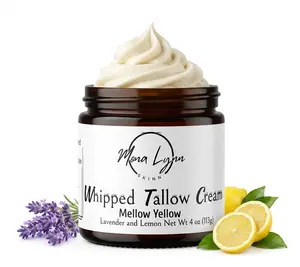 Whipped Tallow Cream-4oz jar Mellow Yellow-Lavender and Lemon Scent-Deep Hydration