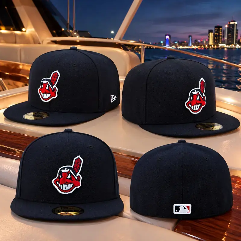 New Cleveland Indians Embroidery Baseball Era Hat 59FIFTY Flat edge Hat 4