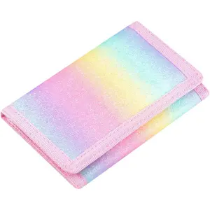 L-P05   RFID Protected Magic Sticker Wallet for Girls a Cute Rainbow Glitter Coin Purse for Little Kids Toddlers and Teen Girls